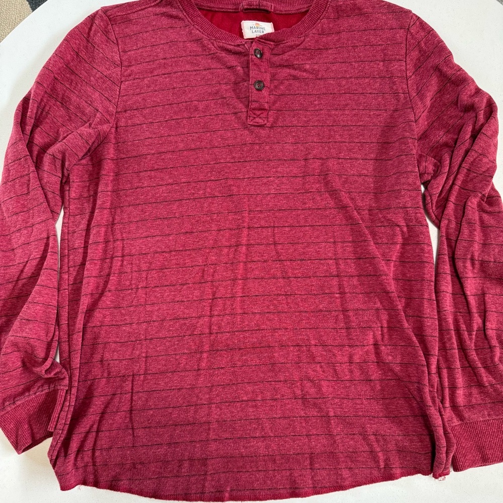 Marine Layer Men's Red Henley Shirt M/L